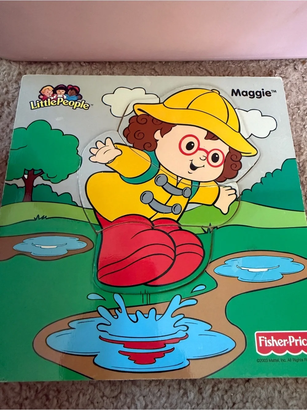 Vintage Fisher-Price Little People Maggie Puzzle - Yellow Raincoat & Red Boots